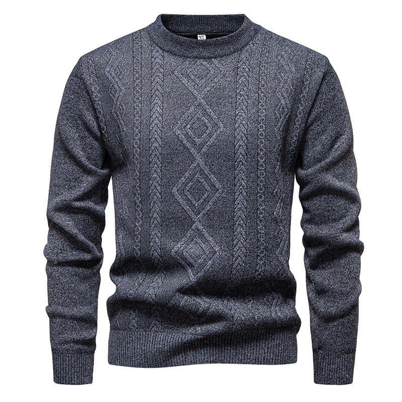 Wesley | Men's Crew Neck Knitted Jumper Diamond Pattern Textured Knit