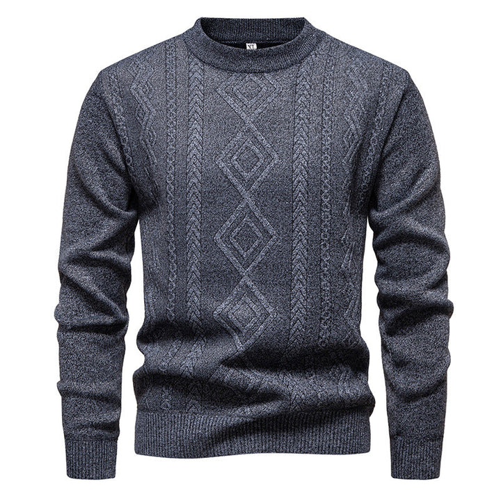 Wesley | Men's Crew Neck Knitted Jumper Diamond Pattern Textured Knit