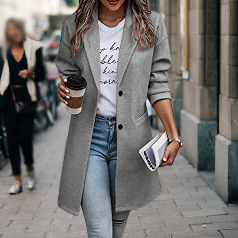 Arabella | Women's Long Coat Slim Fit Button Front Winter Coat