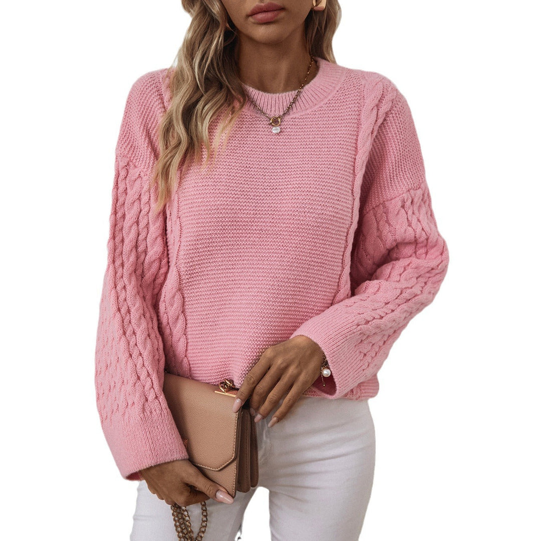 Vivienne | Women's Wool Knitted Jumper Cable Sleeves Crew Neck