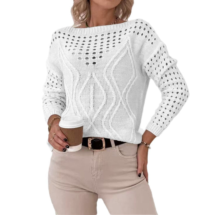 Amelia | Women's Wool Knitted Jumper Openwork Lace and Cable Pattern