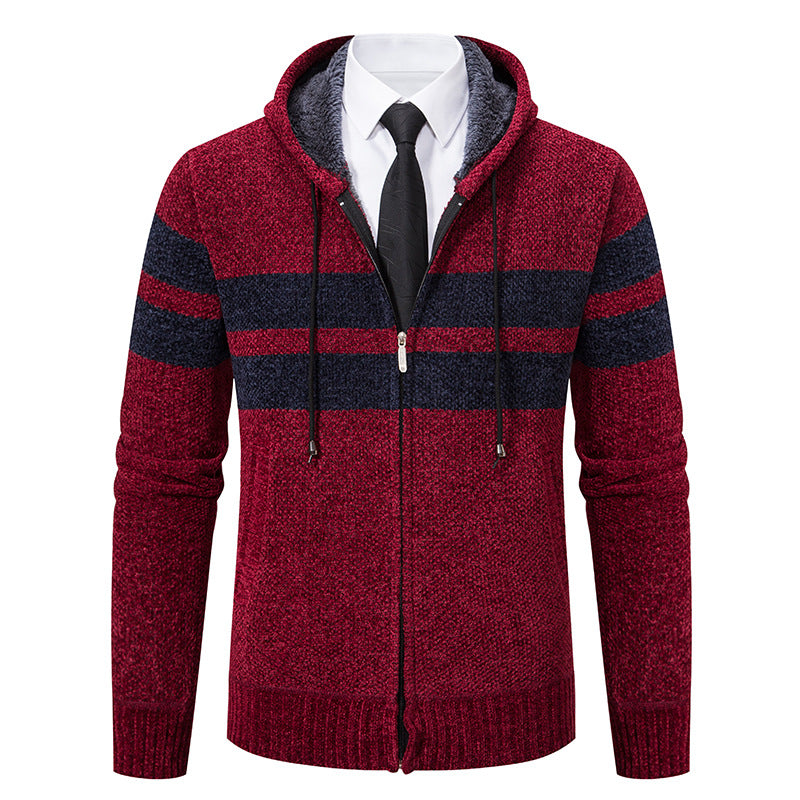 Fletcher | Men's Knitted Hooded Jacket Teddy Fleece Lined Full Zip