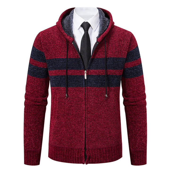 Fletcher | Men's Knitted Hooded Jacket Teddy Fleece Lined Full Zip