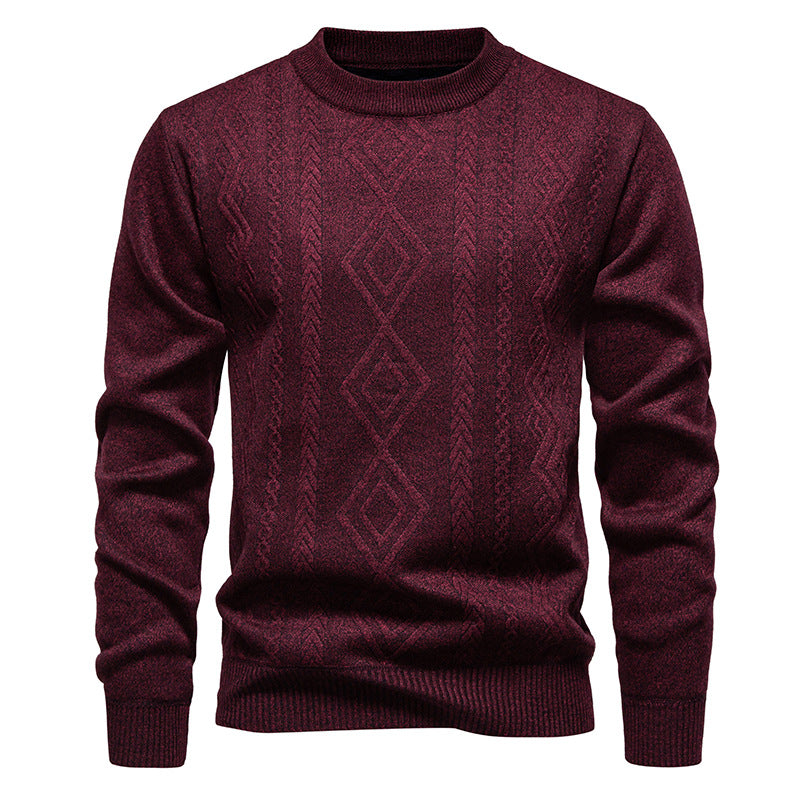 Wesley | Men's Crew Neck Knitted Jumper Diamond Pattern Textured Knit