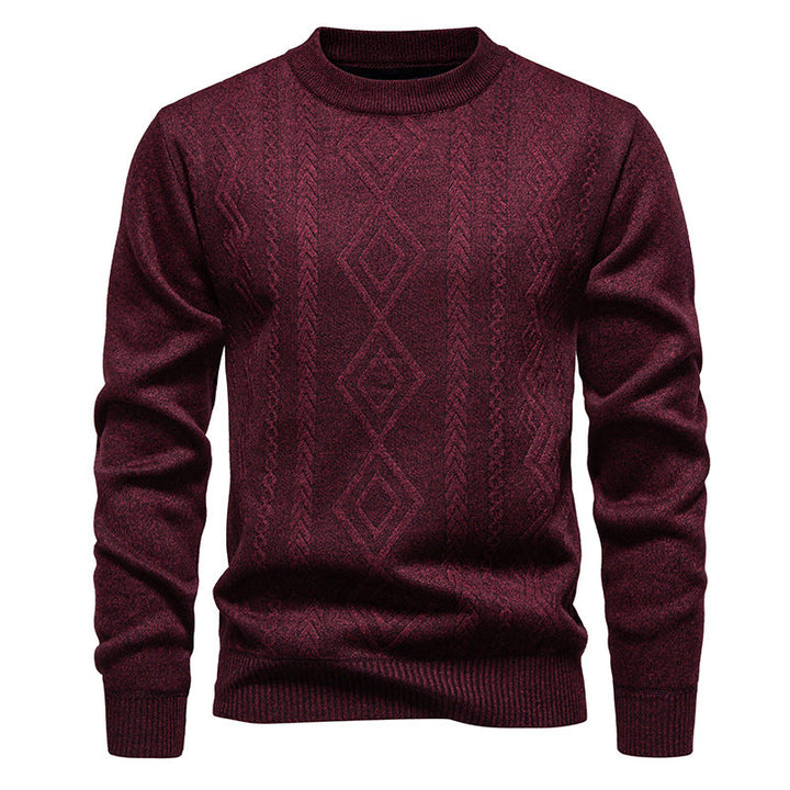 Wesley | Men's Crew Neck Knitted Jumper Diamond Pattern Textured Knit