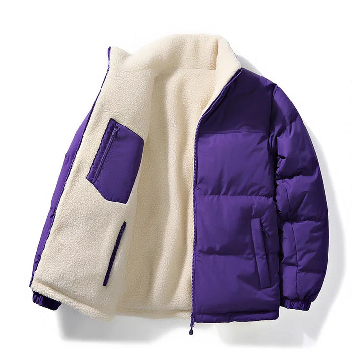 Imogen | Women's Reversible Puffer Jacket Sherpa Lining Round Neck