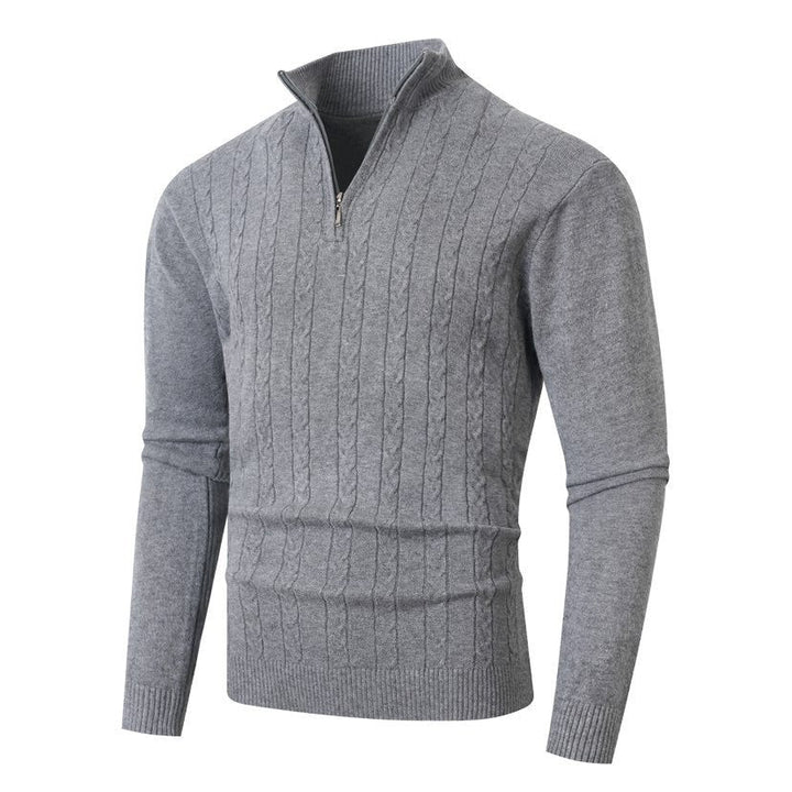 Franco | Men's Ribbed Half-Zip Cable Knit Jumper Slim Fit