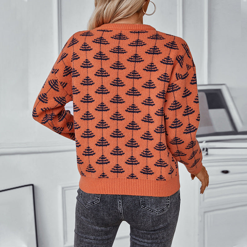 Sybil | Women's Knitted Jumper Tree Pattern Loose Fit