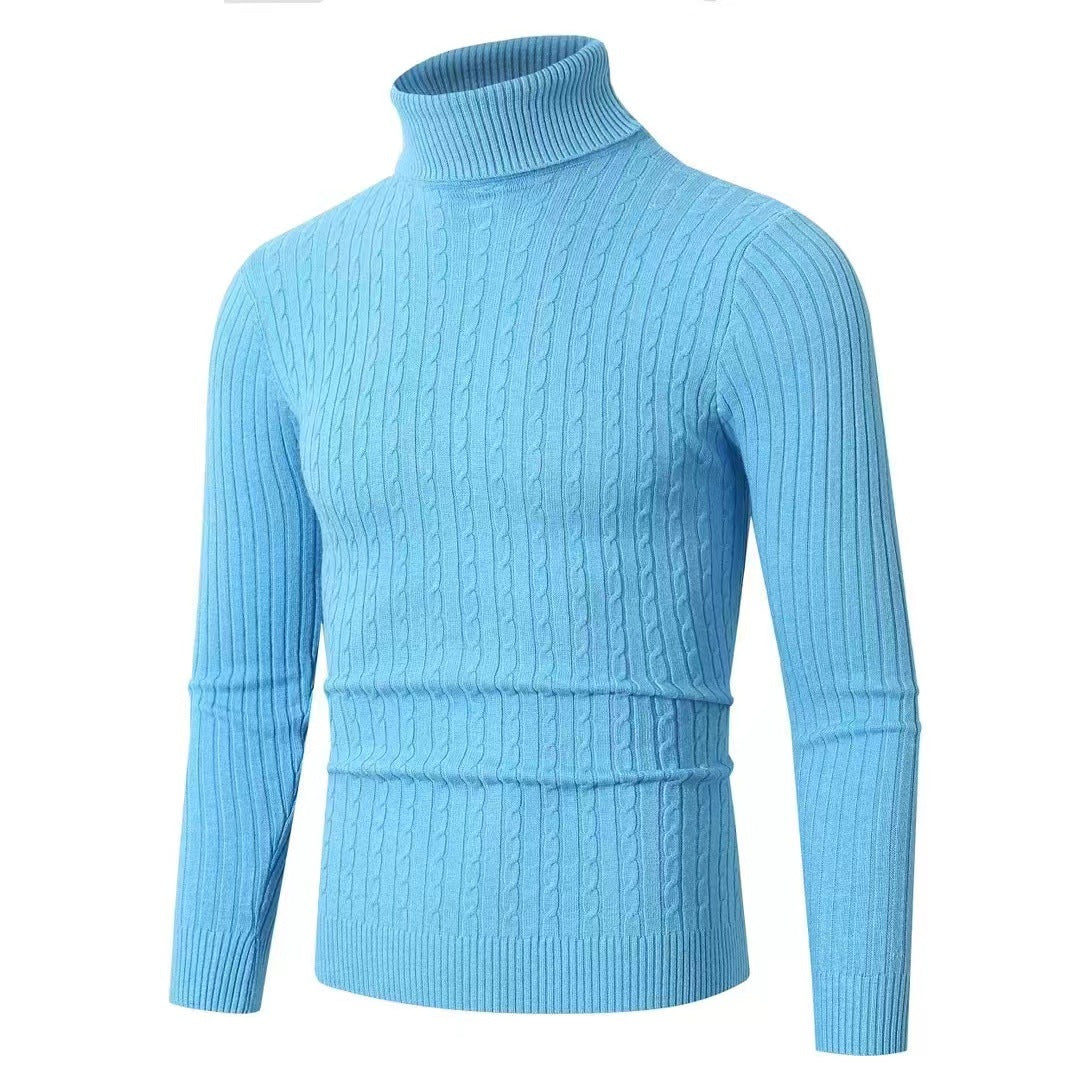 Ryan | Men's Cable Knit Roll Neck Jumper Ribbed Sides Slim Fit