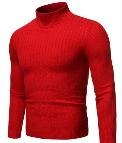 Ryan | Men's Cable Knit Roll Neck Jumper Ribbed Sides Slim Fit