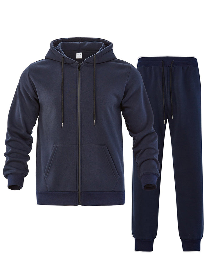 Men's Two-Piece Tracksuit Set with Full-Zip Hoodie and Tailored Jogging Trousers by Drune