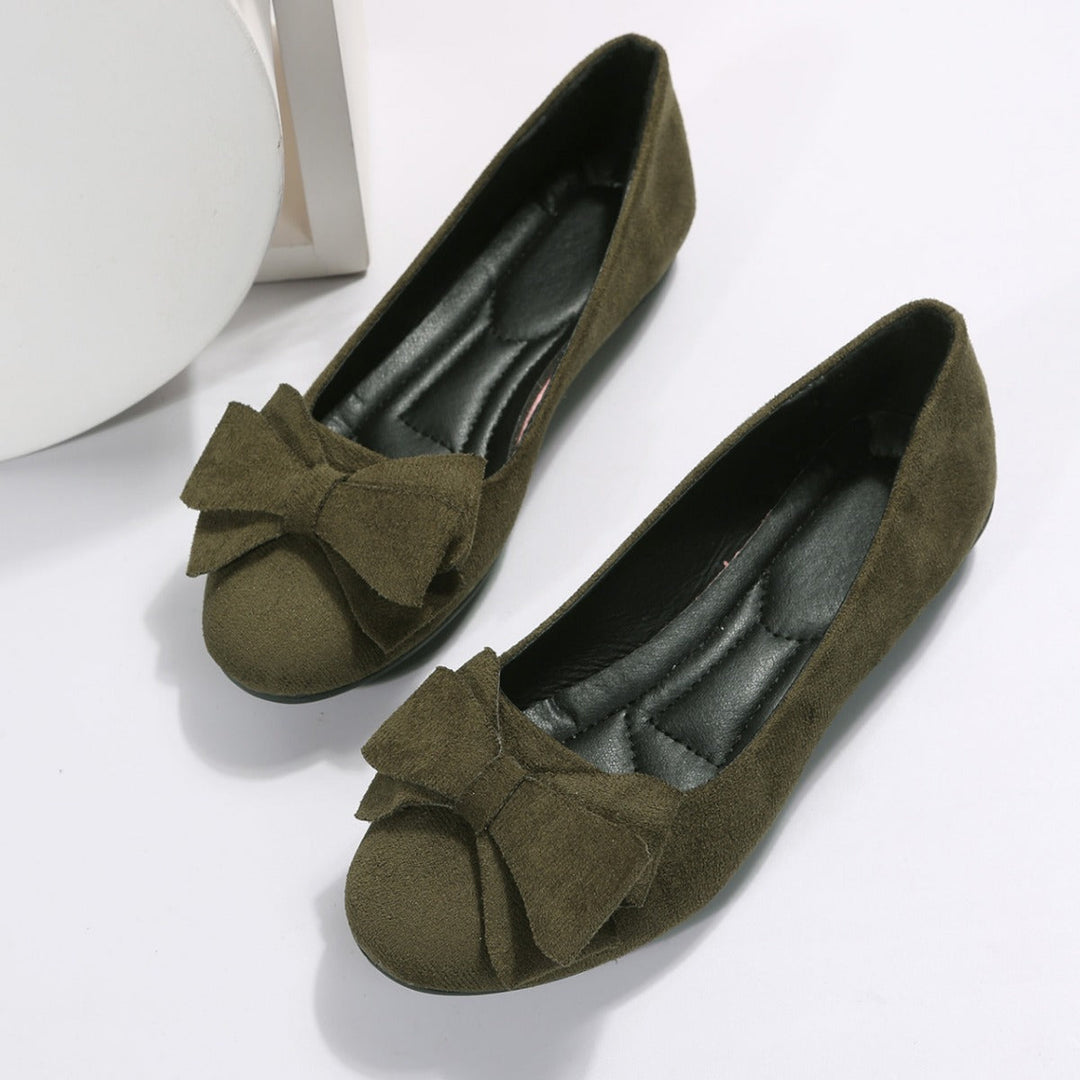 Delilah | Women's Ballet Flats Bow Detail Round Toe Slip-On