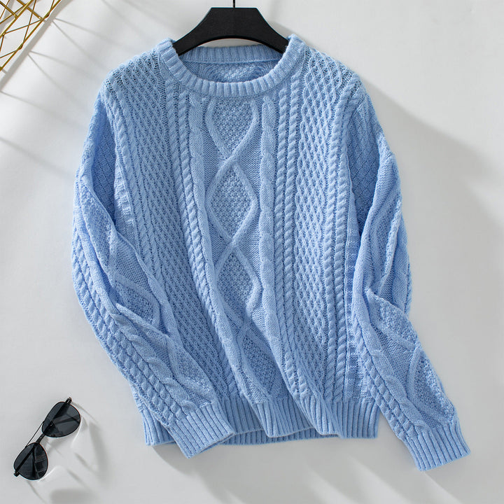 Yasmin | Women's Textured Cable Knitted Jumper Crew Neck