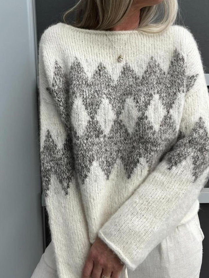 Willow | Women's Wool Blend Knitted Jumper Wave Pattern