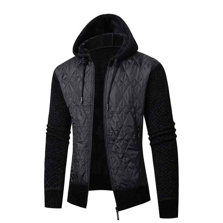 Owen | Men's Quilted Hooded Jacket Teddy Lined Knitted Sleeves