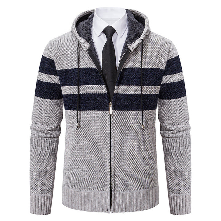 Fletcher | Men's Knitted Hooded Jacket Teddy Fleece Lined Full Zip