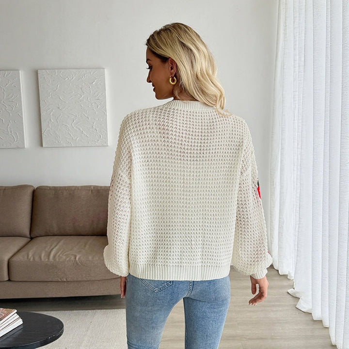 Jessica | Women's Cropped V-Neck Cardigan Strawberry Intarsia Buttons