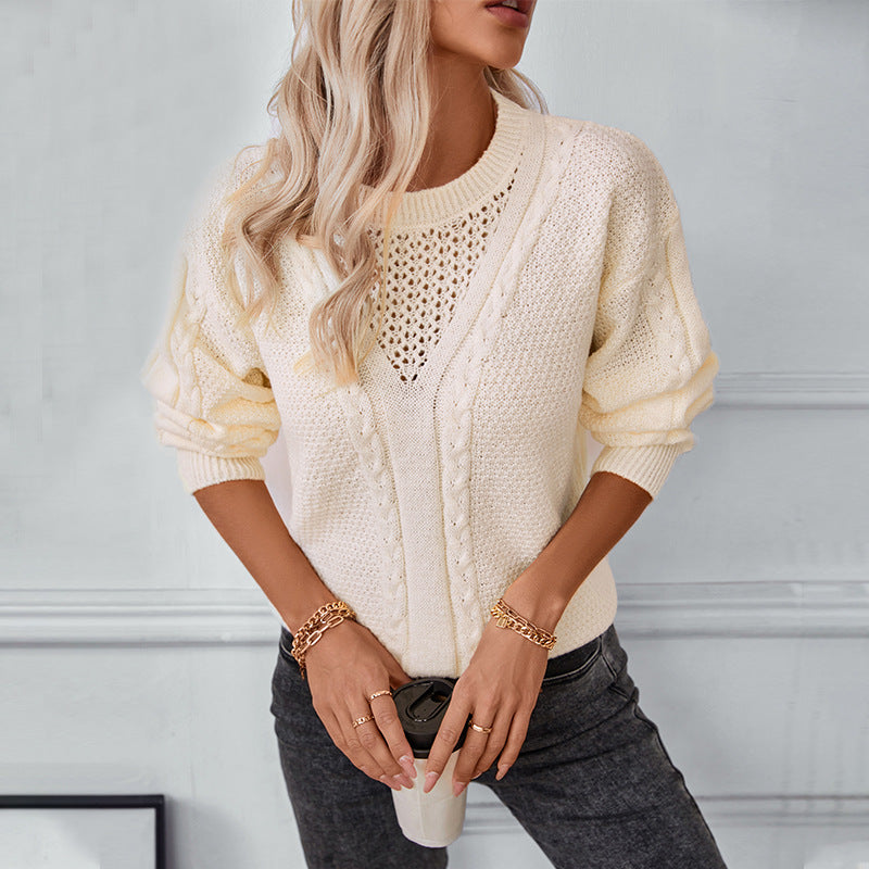 Astrid | Women's Cable Knit V-Neck Jumper Casual Fit Knitwear
