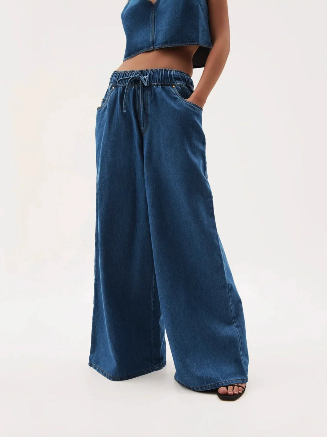 Viona Drawstring Wide Leg Jeans