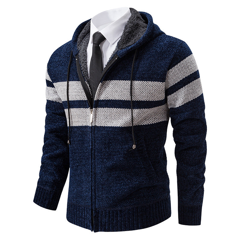 Fletcher | Men's Knitted Hooded Jacket Teddy Fleece Lined Full Zip