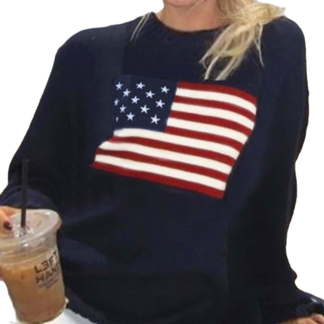 Millicent | Women's Knitted Jumper American Flag Motif Slim Fit