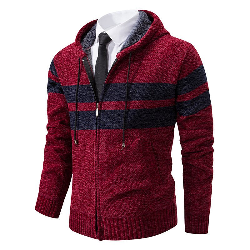 Fletcher | Men's Knitted Hooded Jacket Teddy Fleece Lined Full Zip