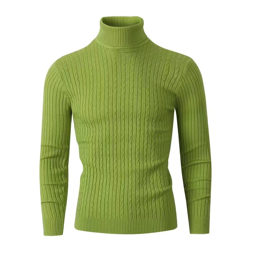Ryan | Men's Cable Knit Roll Neck Jumper Ribbed Sides Slim Fit