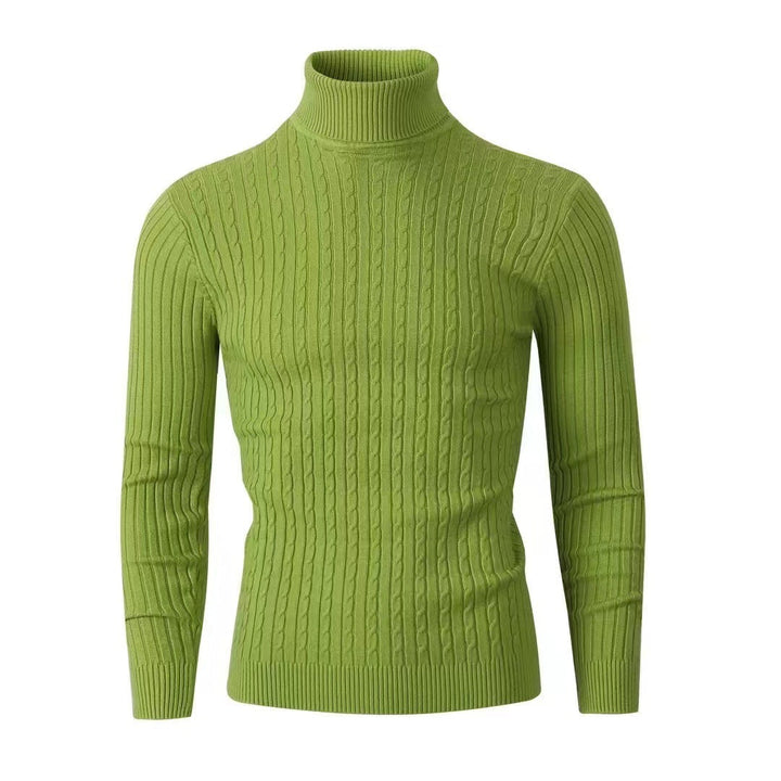 Ryan | Men's Cable Knit Roll Neck Jumper Ribbed Sides Slim Fit