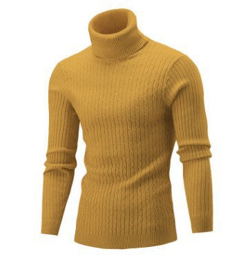 Ryan | Men's Cable Knit Roll Neck Jumper Ribbed Sides Slim Fit