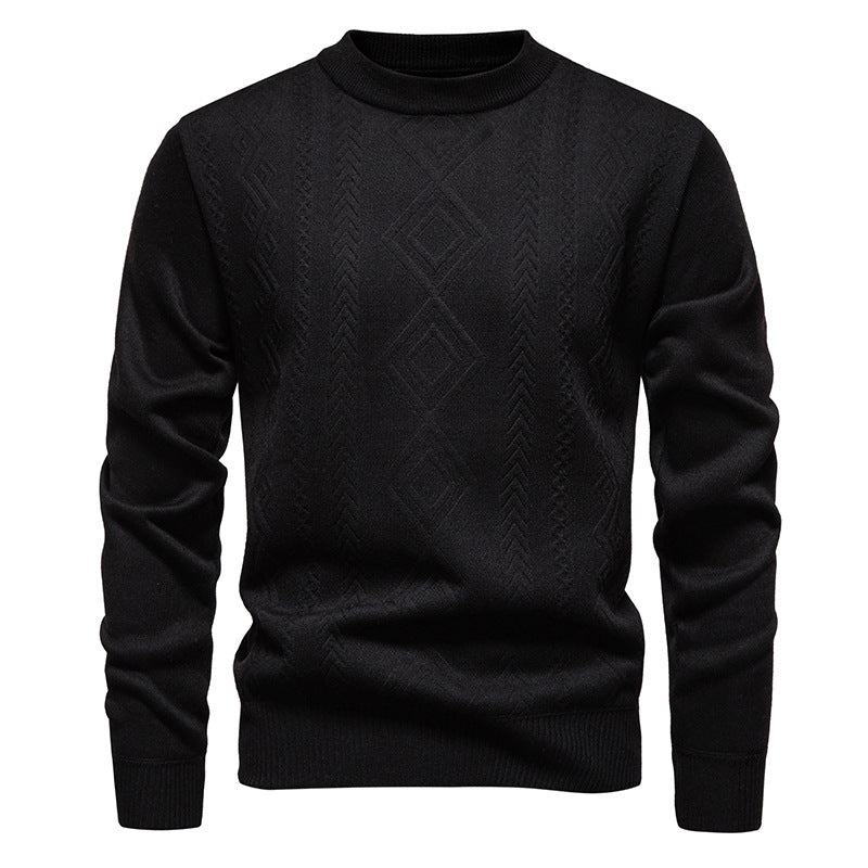 Wesley | Men's Crew Neck Knitted Jumper Diamond Pattern Textured Knit