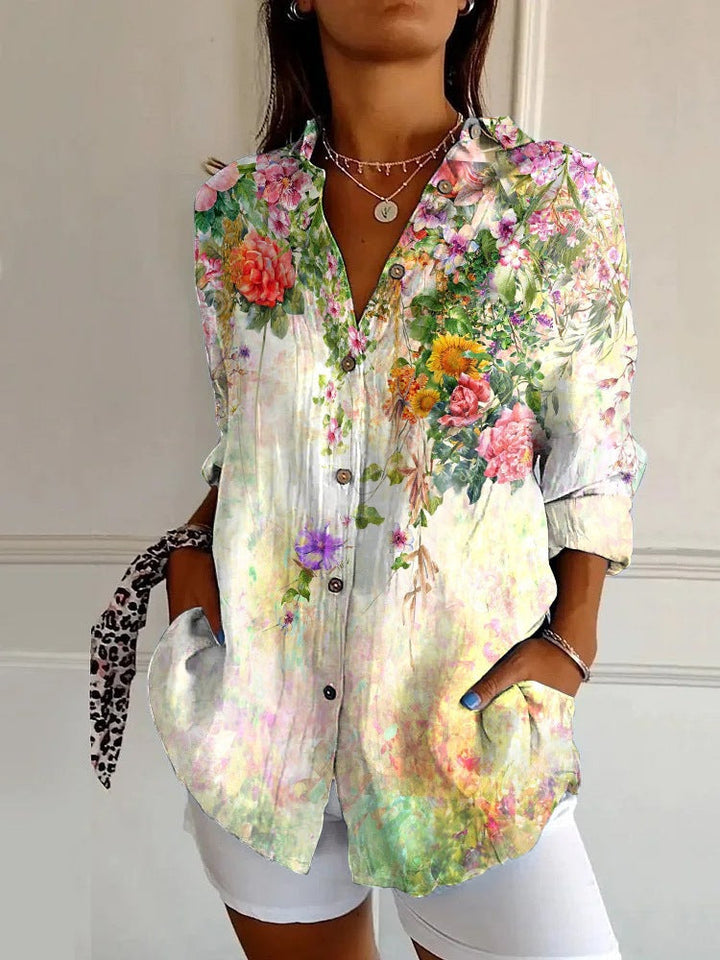 Elin | Women's Geometric Print Blouse Non-Iron Easy-Care Shirt