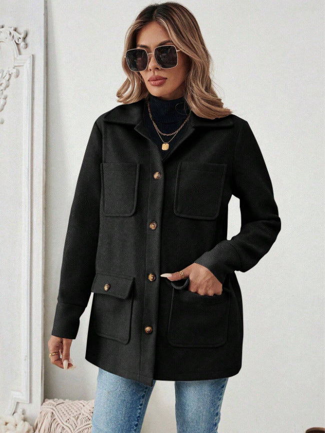 Cecily | Women's Utility Jacket Front Pockets Button Up