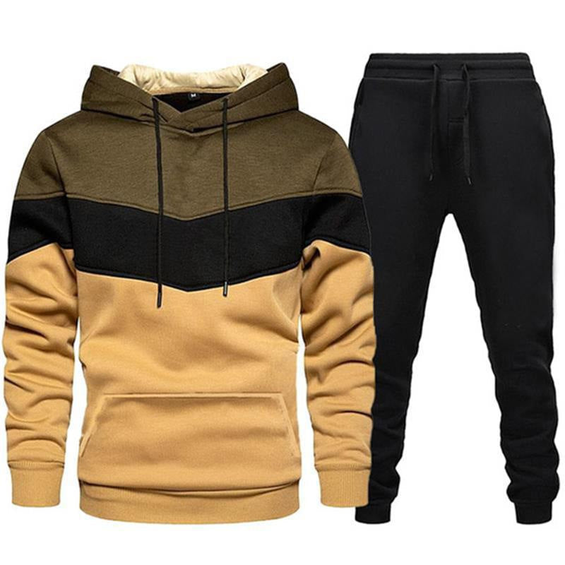Ivor | Men's Two-Tone Hoodie Tracksuit Set Tapered Joggers