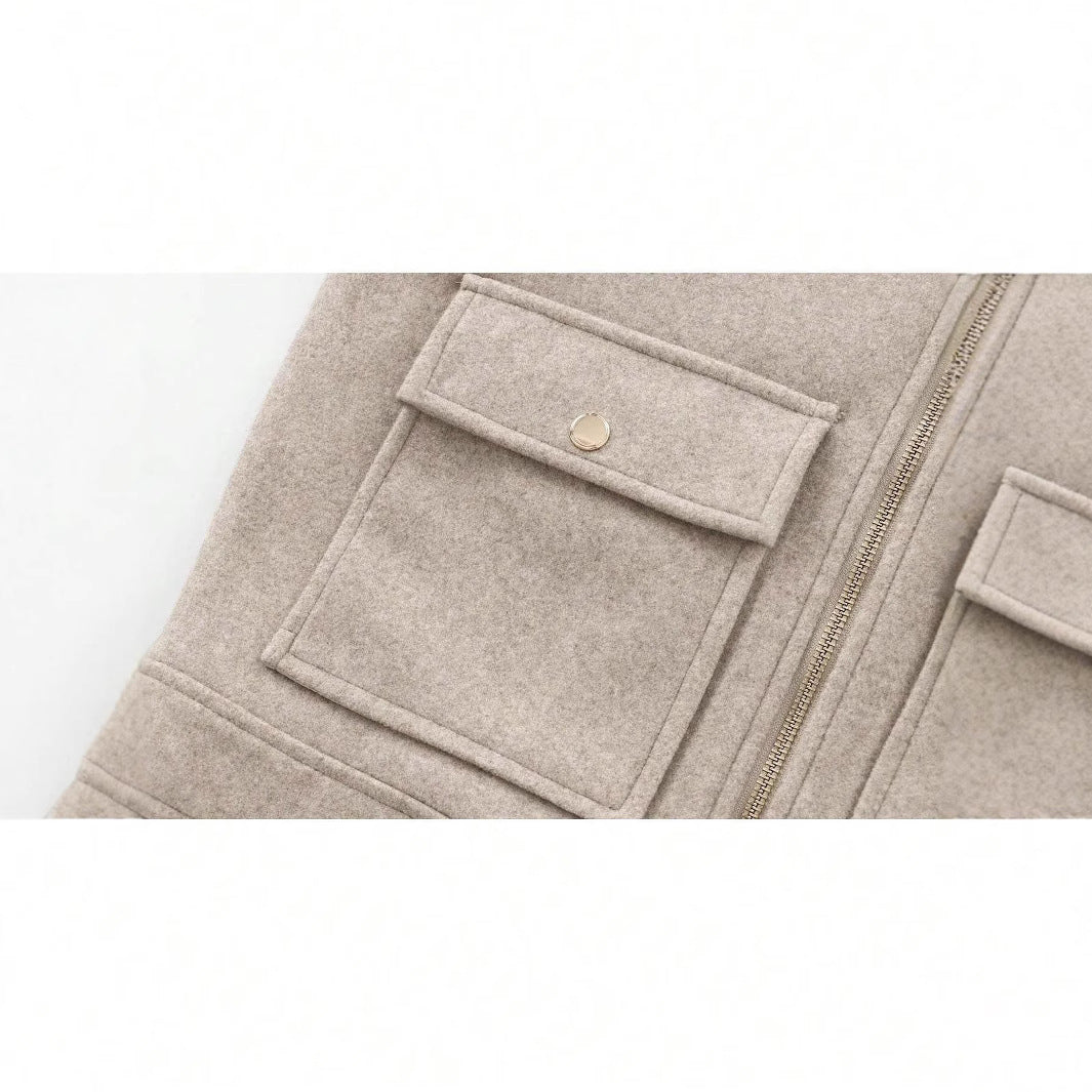 Ottilie | Women's Wool Utility Jacket Front Pockets Breathable