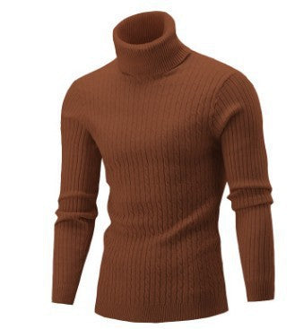 Ryan | Men's Cable Knit Roll Neck Jumper Ribbed Sides Slim Fit