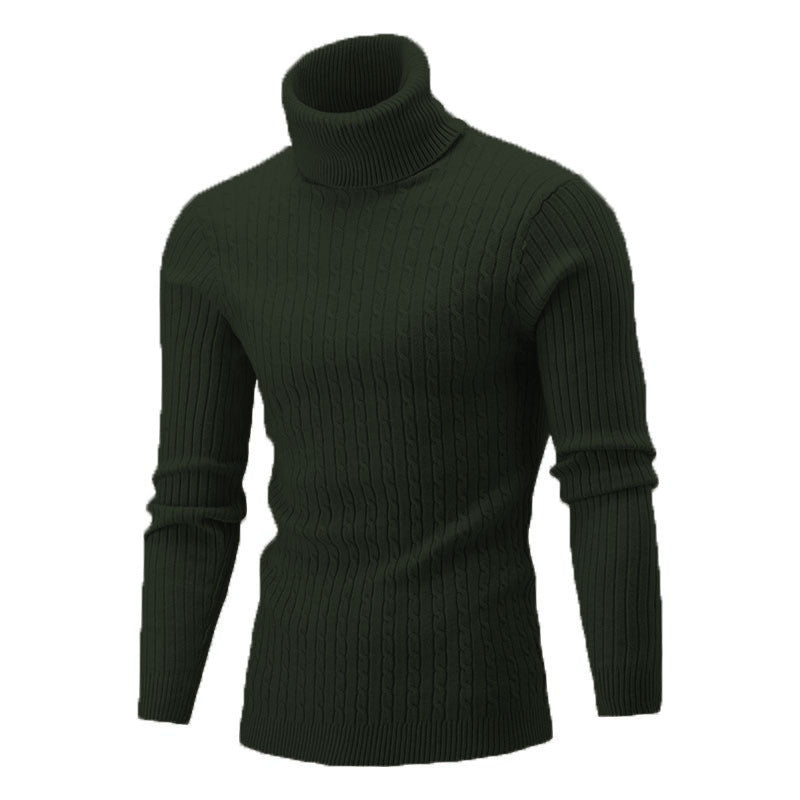 Ryan | Men's Cable Knit Roll Neck Jumper Ribbed Sides Slim Fit