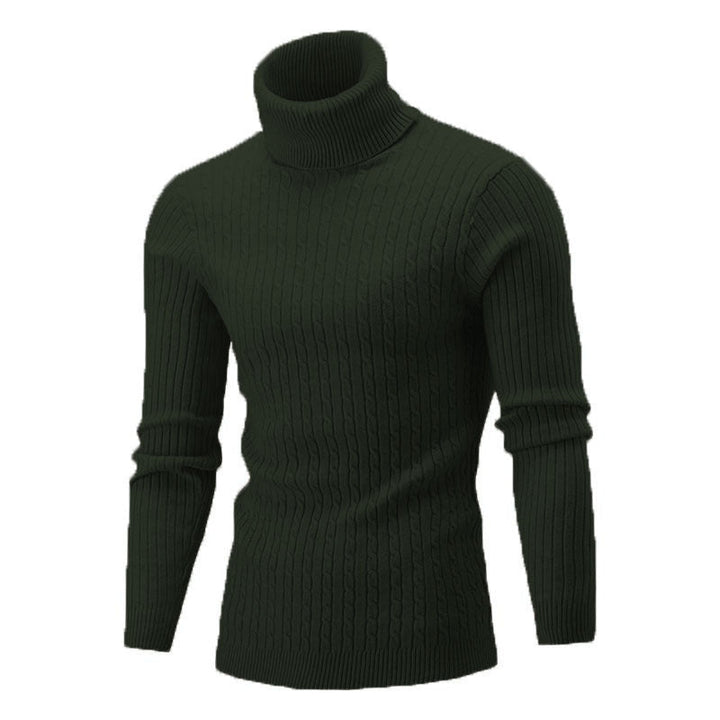 Ryan | Men's Cable Knit Roll Neck Jumper Ribbed Sides Slim Fit