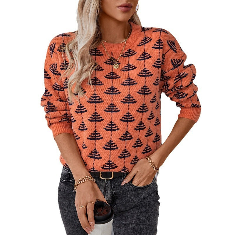 Sybil | Women's Knitted Jumper Tree Pattern Loose Fit
