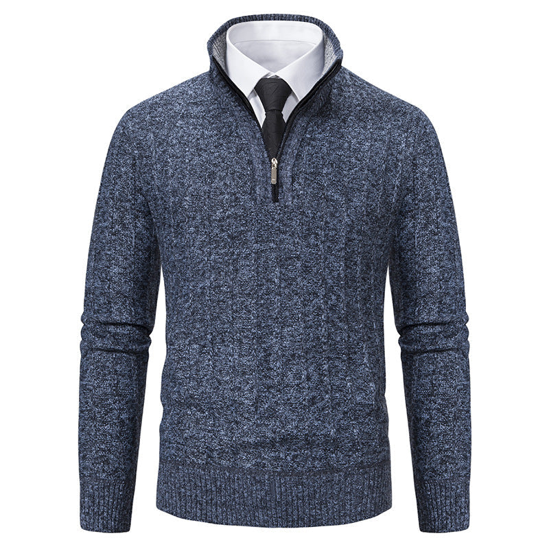 Desmond | Men's Half Zip Cable Knit Jumper Funnel Neck Slim Fit