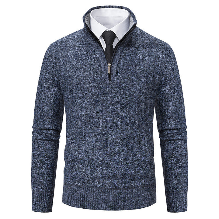 Desmond | Men's Half Zip Cable Knit Jumper Funnel Neck Slim Fit