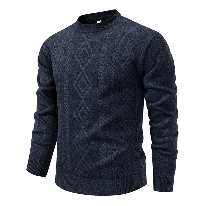Wesley | Men's Crew Neck Knitted Jumper Diamond Pattern Textured Knit