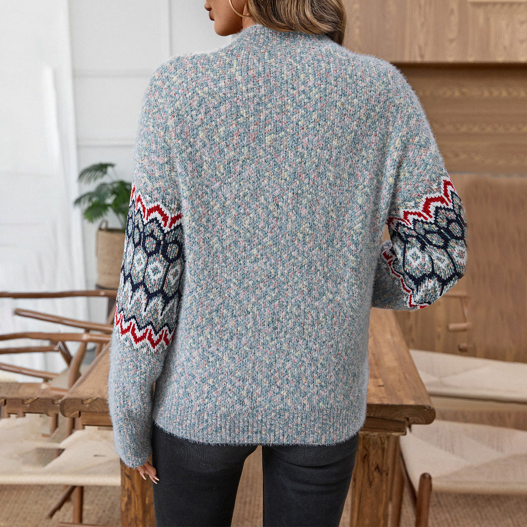Sophie | Women's Knitted Jumper Geometric Pattern Dropped Shoulders