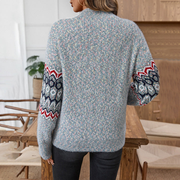 Sophie | Women's Knitted Jumper Geometric Pattern Dropped Shoulders