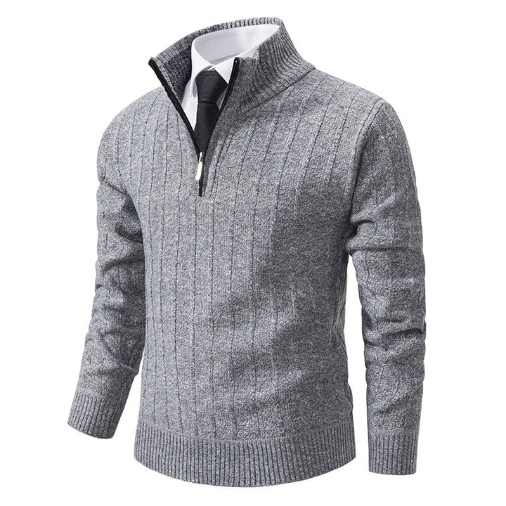 Desmond | Men's Half Zip Cable Knit Jumper Funnel Neck Slim Fit