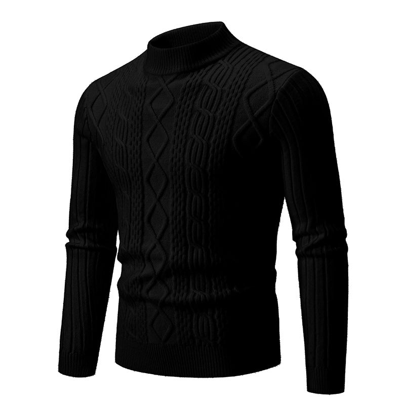 Callum | Men's Cable Knit Roll Neck Jumper Slim Fit Ribbed Cuffs