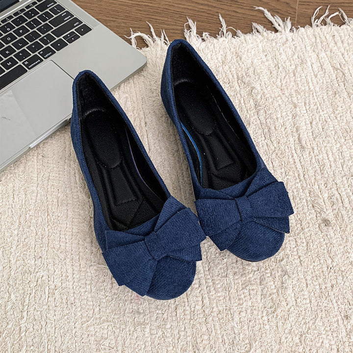 Delilah | Women's Ballet Flats Bow Detail Round Toe Slip-On