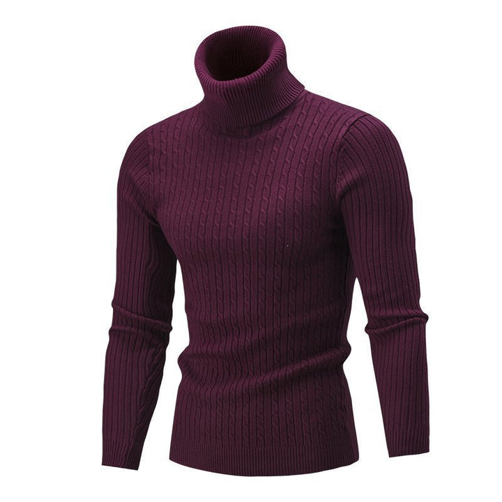 Ryan | Men's Cable Knit Roll Neck Jumper Ribbed Sides Slim Fit