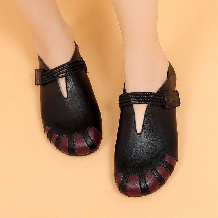 Gwen | Women's Mary Jane Flats Braided Strap Stitched Toe Slip-On