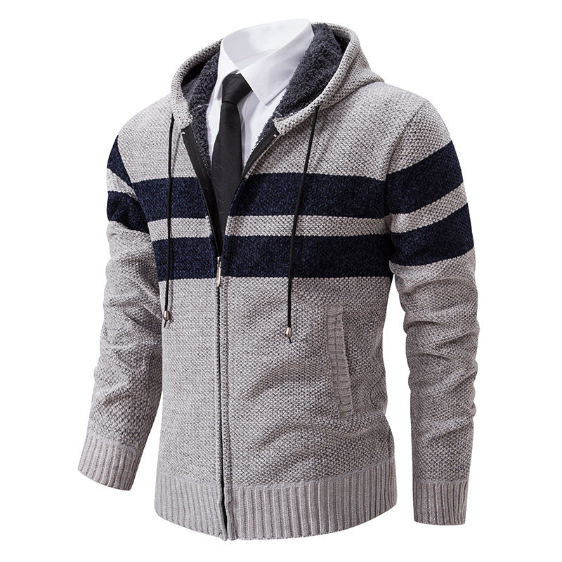 Fletcher | Men's Knitted Hooded Jacket Teddy Fleece Lined Full Zip