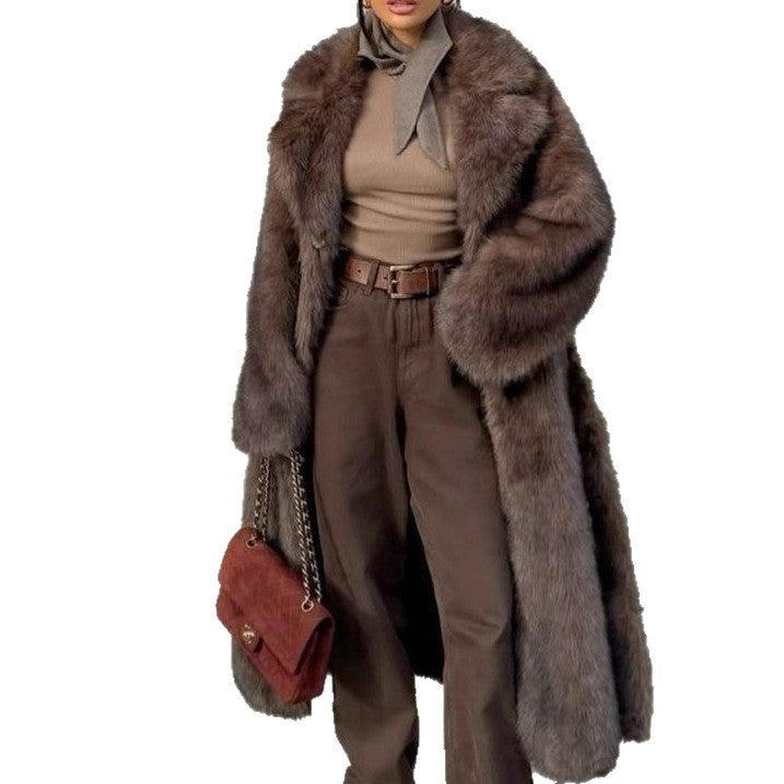 Women’s Oversized Faux Fur Coat – Longline Winter Layer for Elegant City Wear